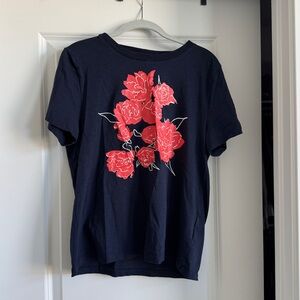 J. Crew Navy Tee with Red Florals